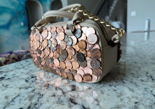 “A penny for your thoughts” small handle purse
