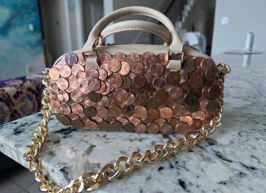 “A penny for your thoughts” small handle purse